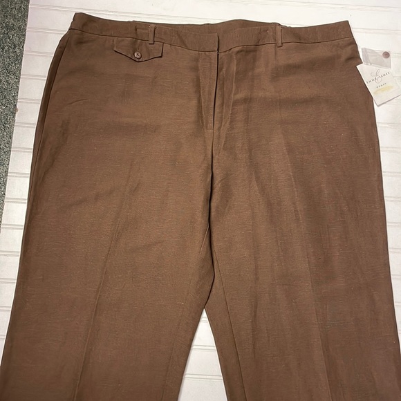 Emma James Coffee Linen Wide Leg Trousers-#1831+ - Picture 2 of 12